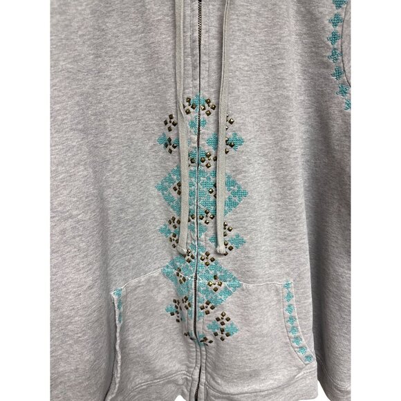 Lucky Lotus Brand Women's Sweatshirt Hoodie Embroidered Aztec Southwestern 2X - Picture 3 of 9